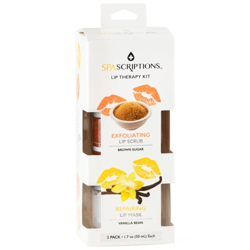 SpaScriptions Lip Therapy Kit, Exfoliate & Repair- Brown Sugar & Vanilla Bean